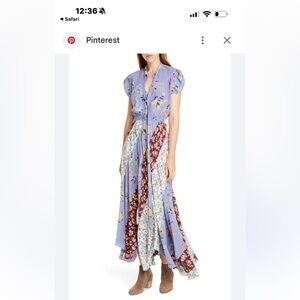 Polo Ralph Lauren Asymmetrical Floral Skirt in Blue and Burgundy